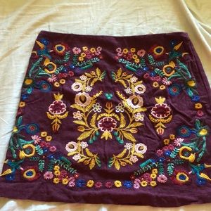 Embroidered maroon skirt. Gently worn and in great condition.